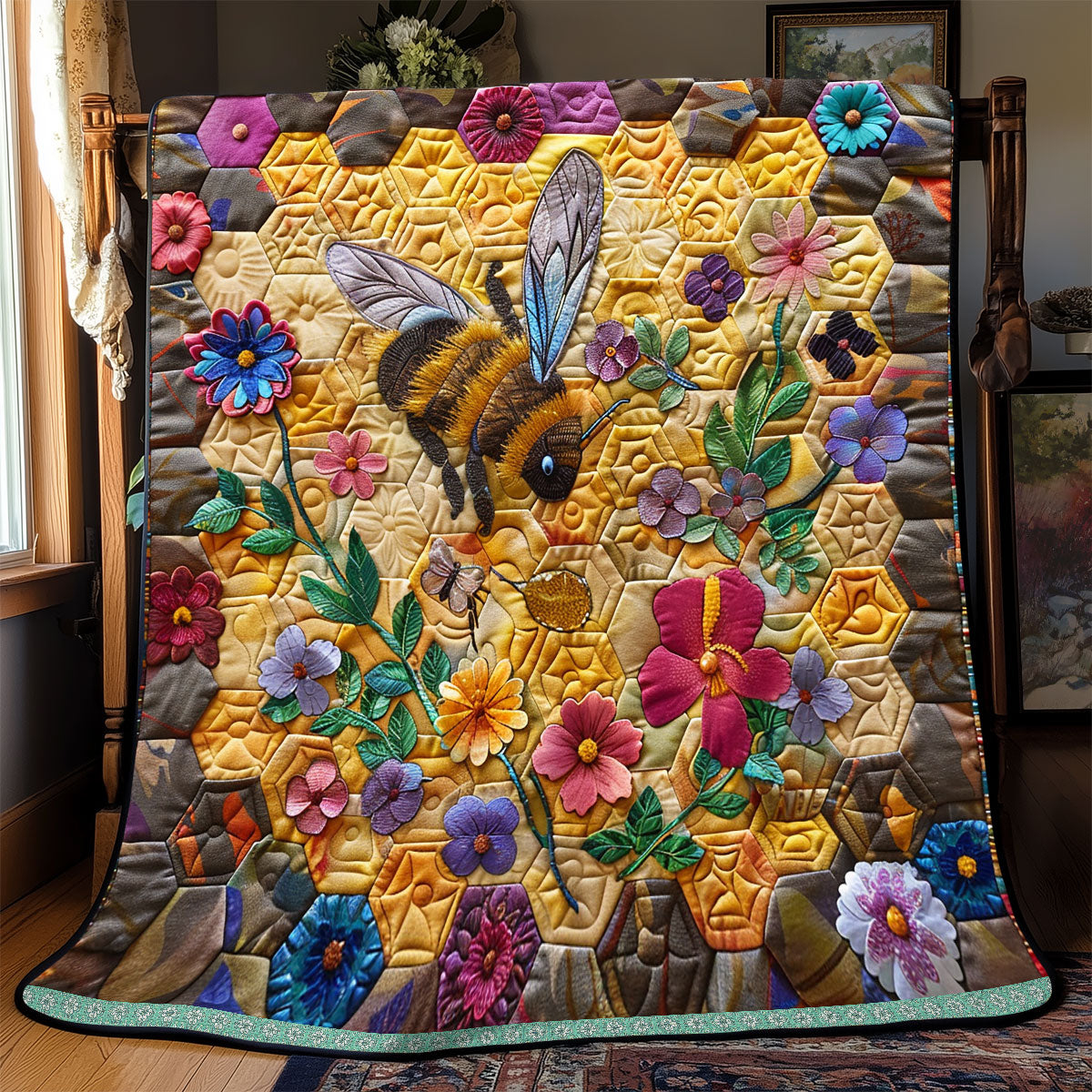 Floral Beehive WP0609020CL Quilt