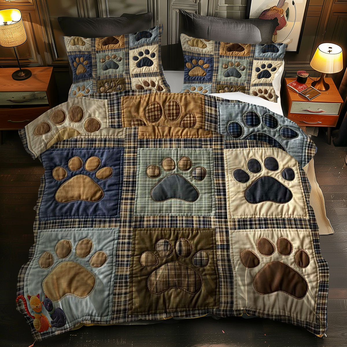 Patchwork Dog Paws WN0310115CL Duvet Cover Set