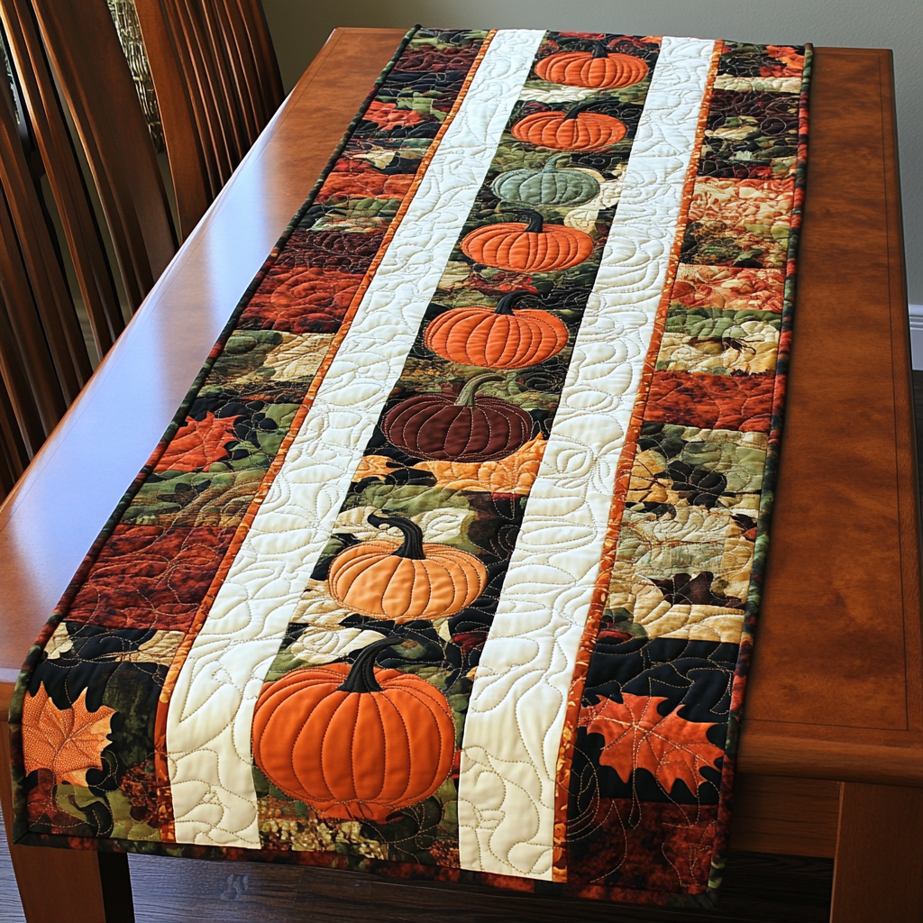 Autumn Pumpkins XR1209004CL Quilted Table Runner