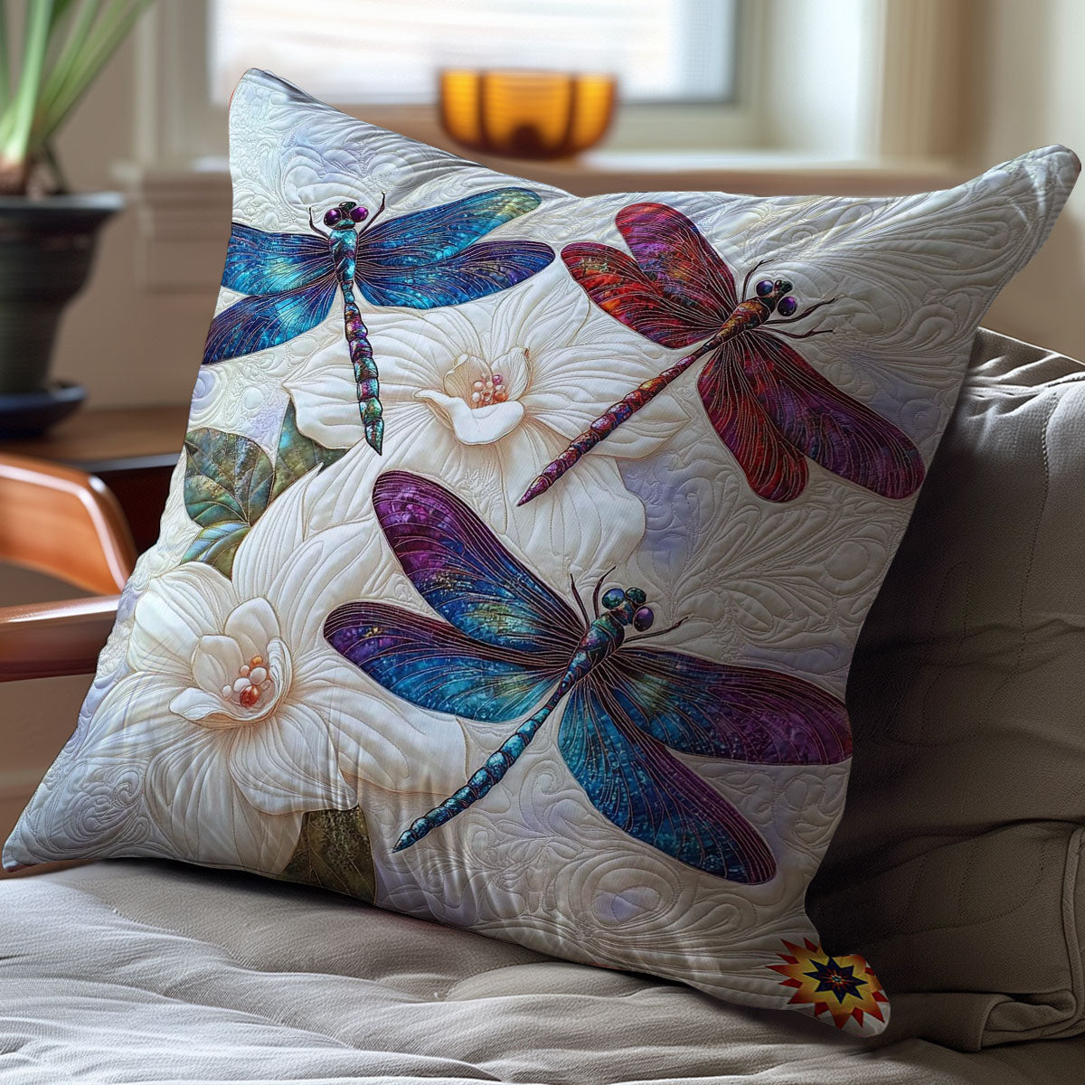 Dragonfly White Flower WY0912088CL Quilt Pillow Case