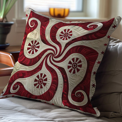 Swirly Red Star WJ2009039CL Quilt Pillow Case