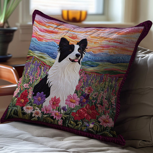 Border Collie In Highland WY2212068CL Quilt Pillow Case