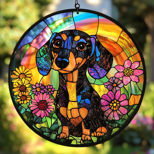 Dachshund Dog Flower WT0703011CL Suncatcher