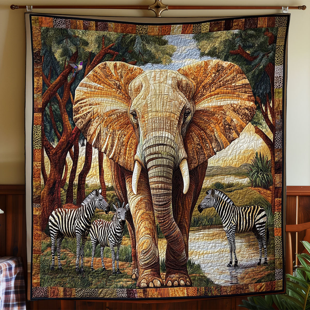 Zebra And Elephant WY2011037CL Quilt