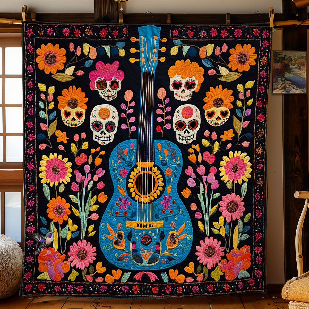 Day Of The Dead Guitar WN1311025CL Quilt