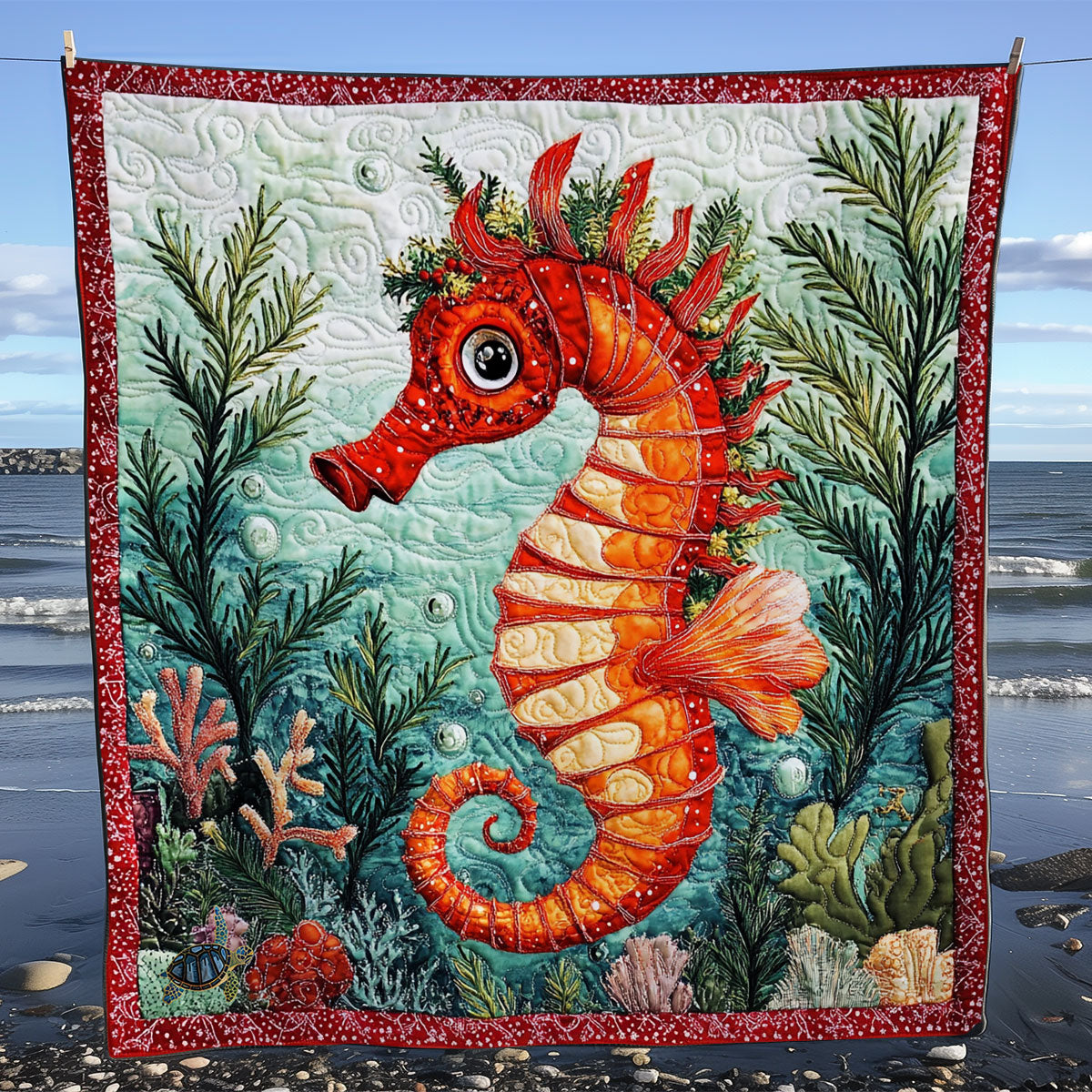 Christmas Seahorse WY1311005CL Quilt