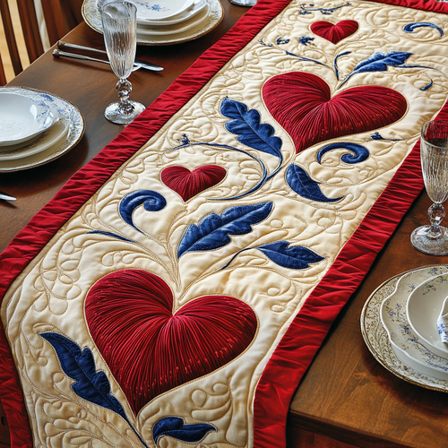 Heart WG1501009CL Quilted Table Runner