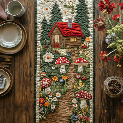 House In Mushroom Forest WY2802095CL Quilted Table Runner