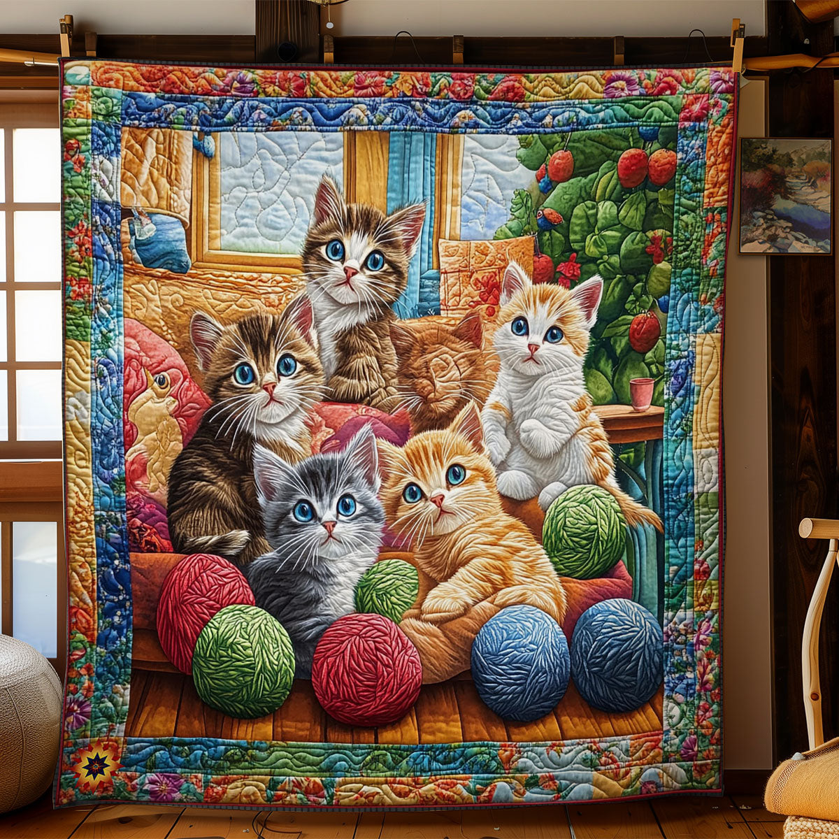 Woolen Playing Kitten WY1112028CL Quilt