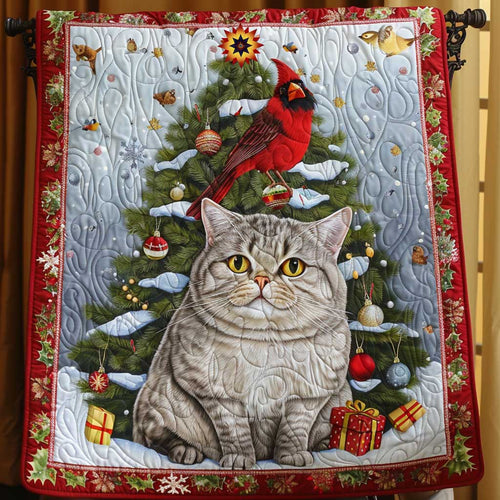 Cat and Cardinal Christmas Eve WP1710024CL Quilt