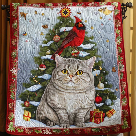 Cat and Cardinal Christmas Eve WP1710024CL Quilt