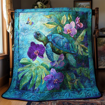 Purple Flower Turtle WY0911028CL Quilt