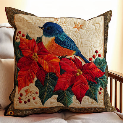 Poinsettia Bird WY0412099CL Quilt Pillow Case