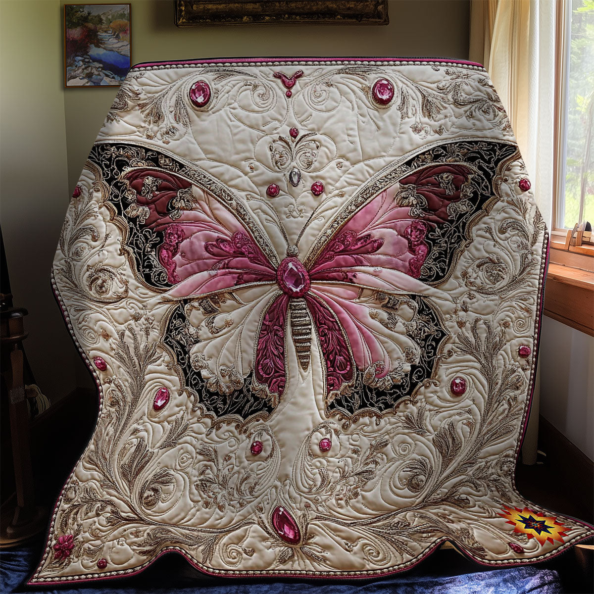Black Pink Butterfly WY0912001CL Quilt
