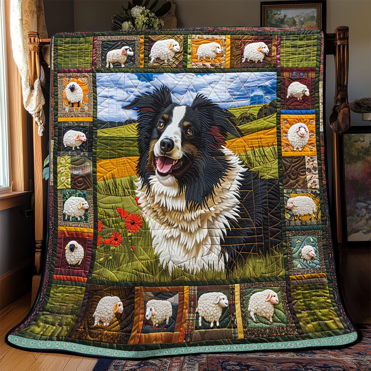 Farming Border Collie Portrait WP0609019CL Quilt