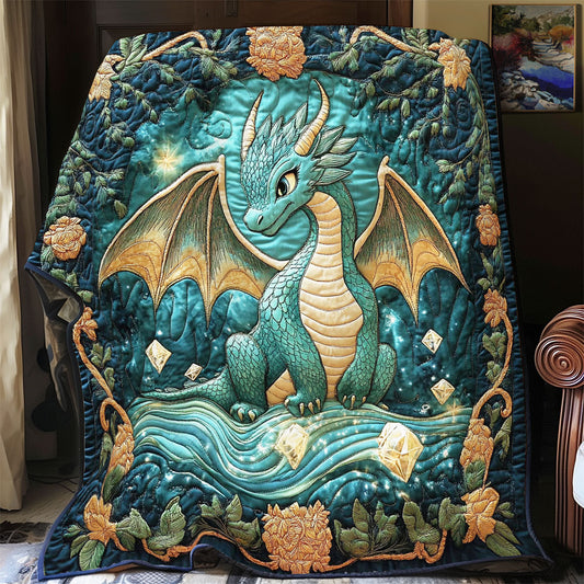 Teal Baby Dragon WY0801062CL Quilt