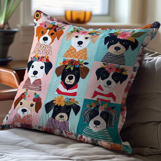 Flower Wreath Dog WY2212008CL Quilt Pillow Case