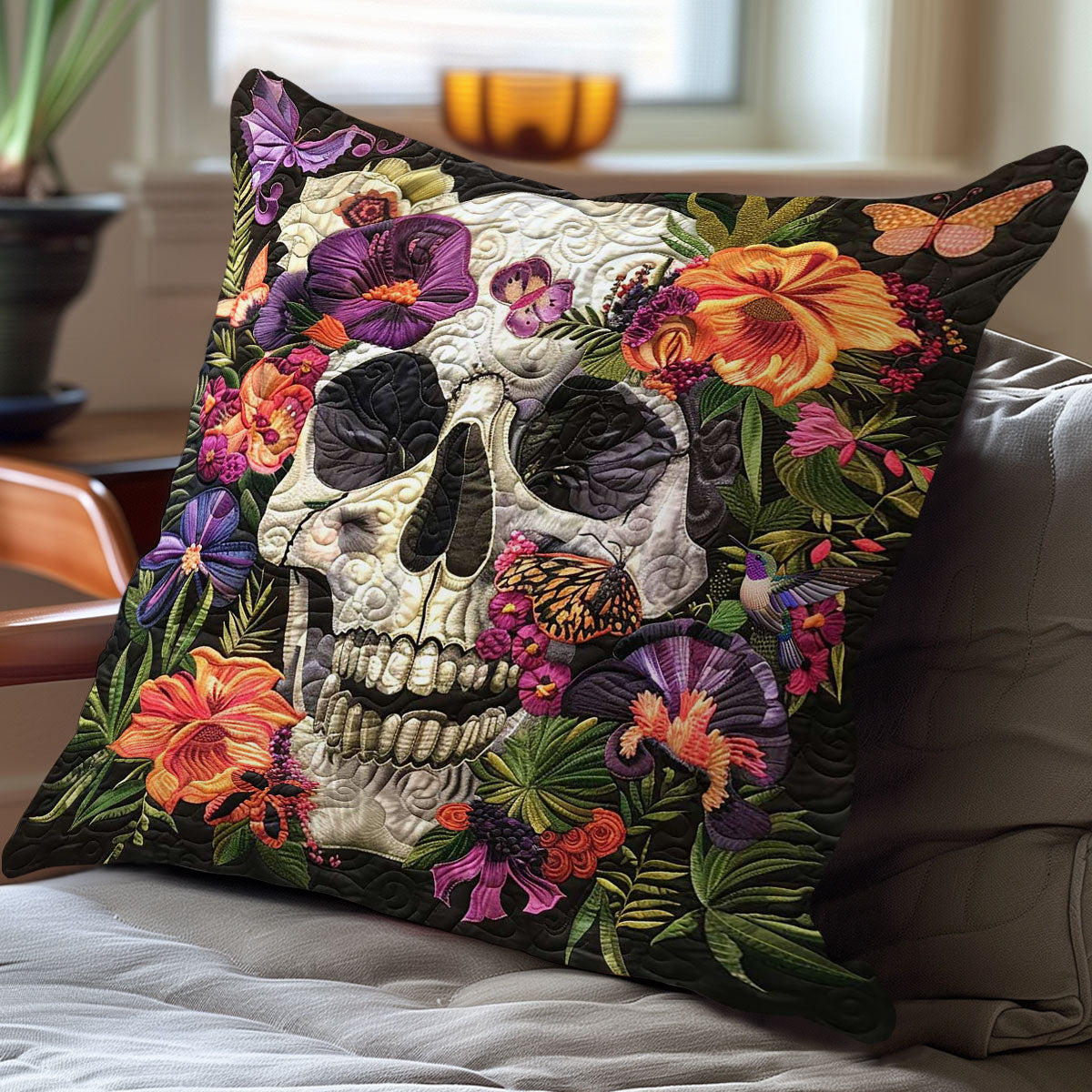 Floral Skull Elegance WN2110148CL Quilt Pillow Case