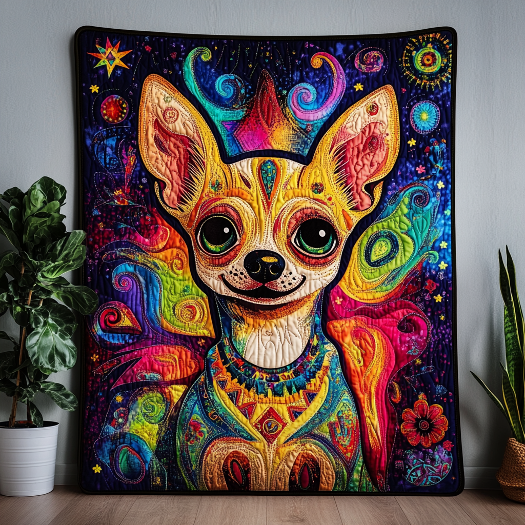Chihuahua Hippie Vibes WN2409071CL Quilt