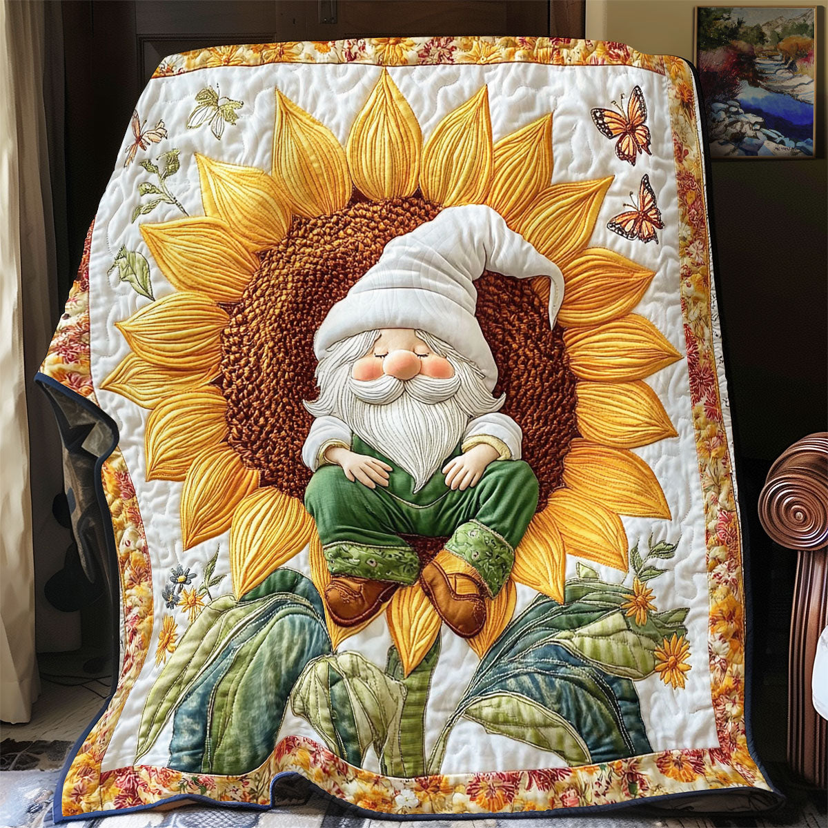 Gnome In Sunflower WY0202025CL Quilt