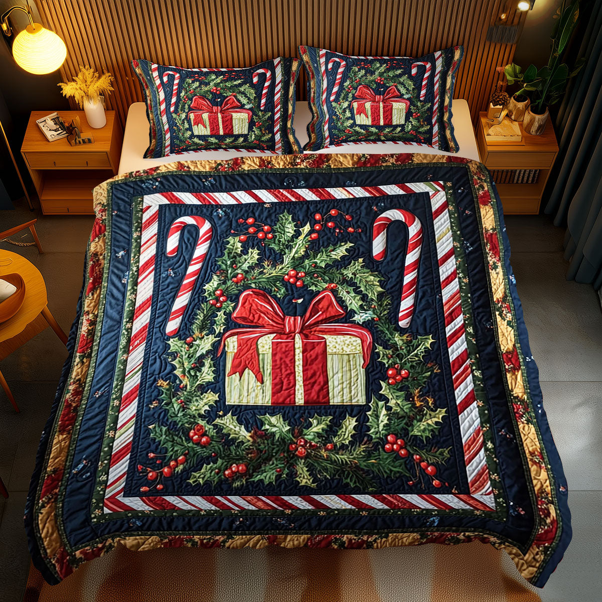 Christmas Candy Cane Gift WJ2210026CL Duvet Cover Set