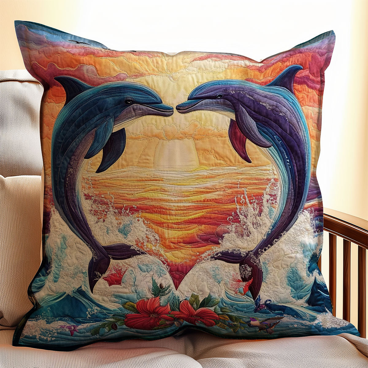 Heart Couple Dolphin WY1012007CL Quilt Pillow Case