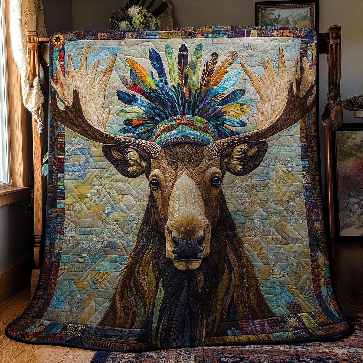 Native American Moose WY1411042CL Quilt