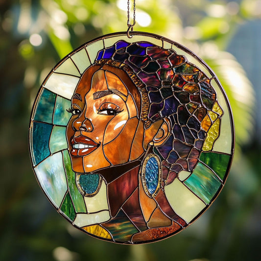 Black Woman WU0310035CL Stained Glass Suncatcher