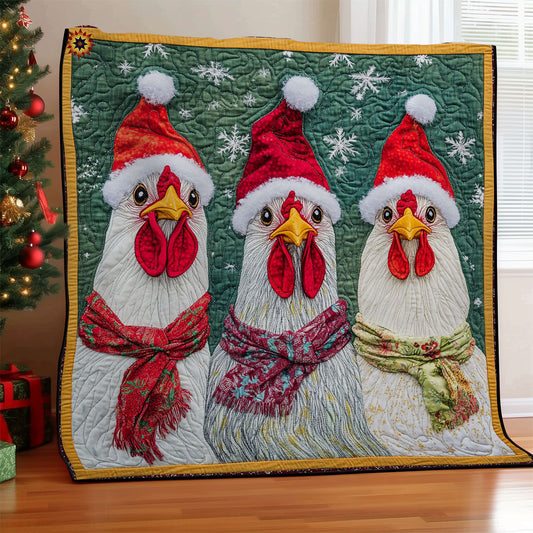 Three Santa Chicken WY0212014CL Quilt