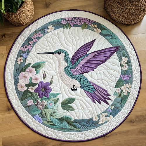 Floral Hummingbird XR1203007CL Quilted Round Mat