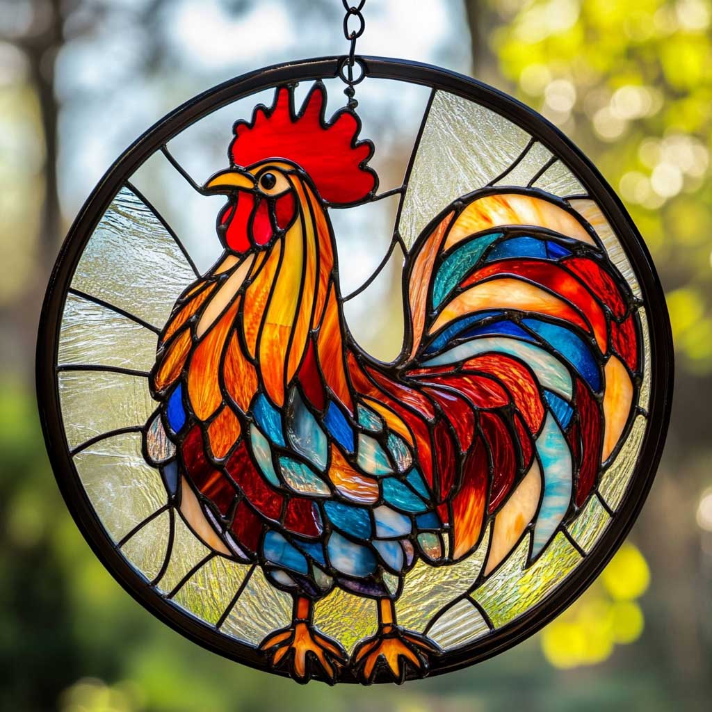 Chicken WJ0110036CL Stained Glass Suncatcher