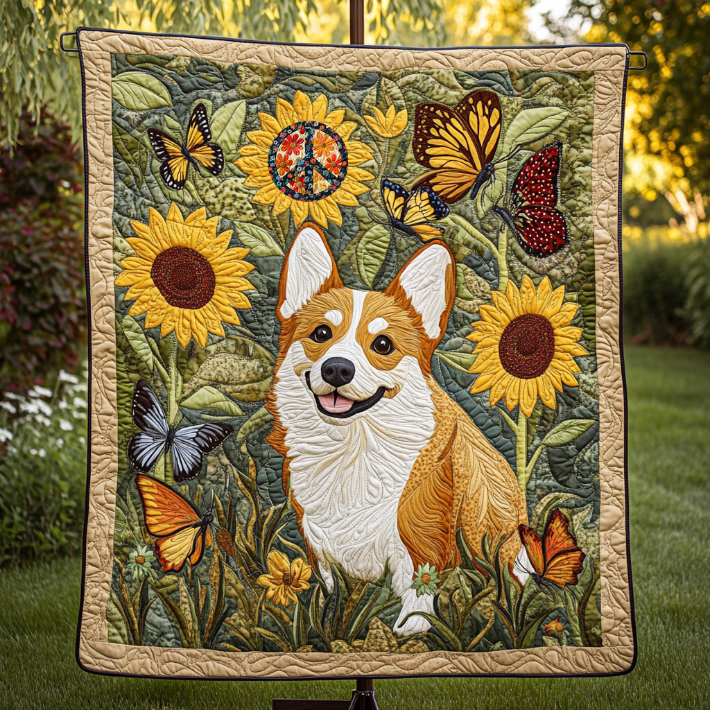 Corgi Butterfly Chase WN0310020CL Quilt