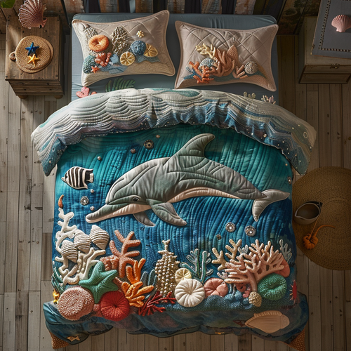 Dolphin In Ocean WY0801101CL Duvet Cover Set