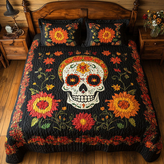 Skull And Marigolds WY2001032CL Duvet Cover Set