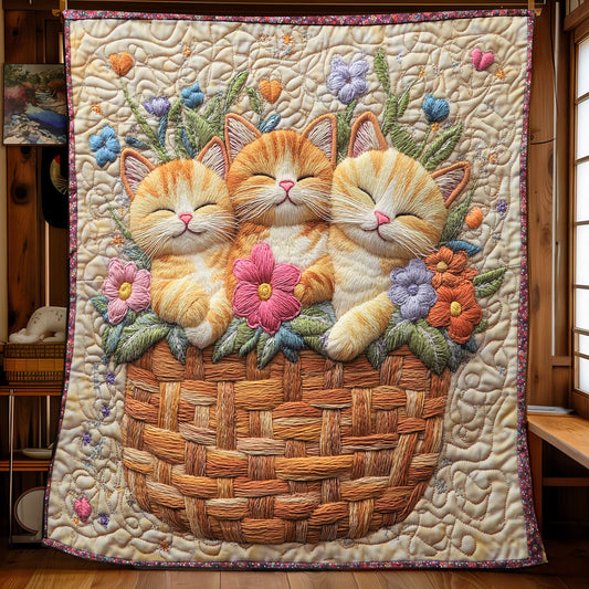 Floral Cat Basket XB0303013CL Quilt