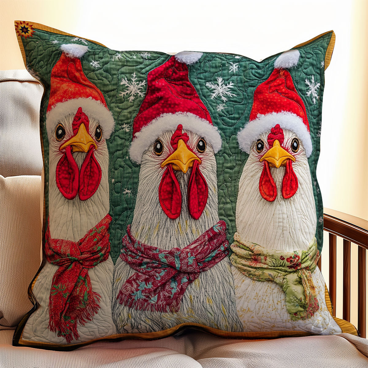 Three Snow Chicken WY0212031CL Quilt Pillow Case