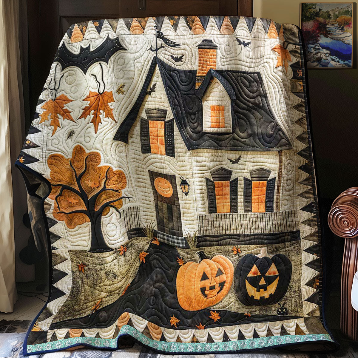 Halloween Enchanted Cottage WN1408078CL Quilt