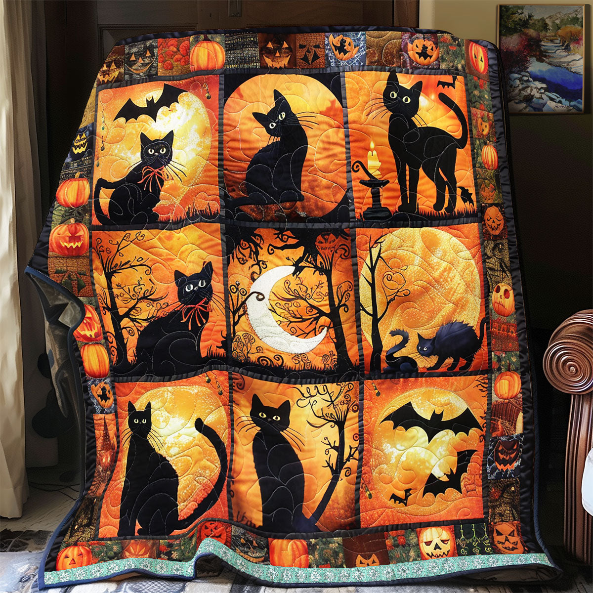 Pumpkin Cat Halloween WN1309064CL Quilt