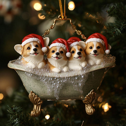 Jolly Corgi Friends WN1610090CL Christmas Ornament