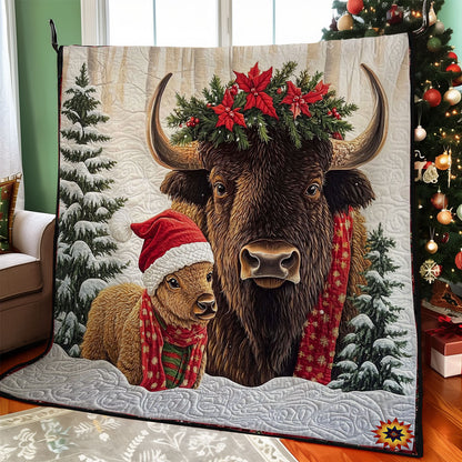 Christmas Bison Family WY2611034CL Quilt