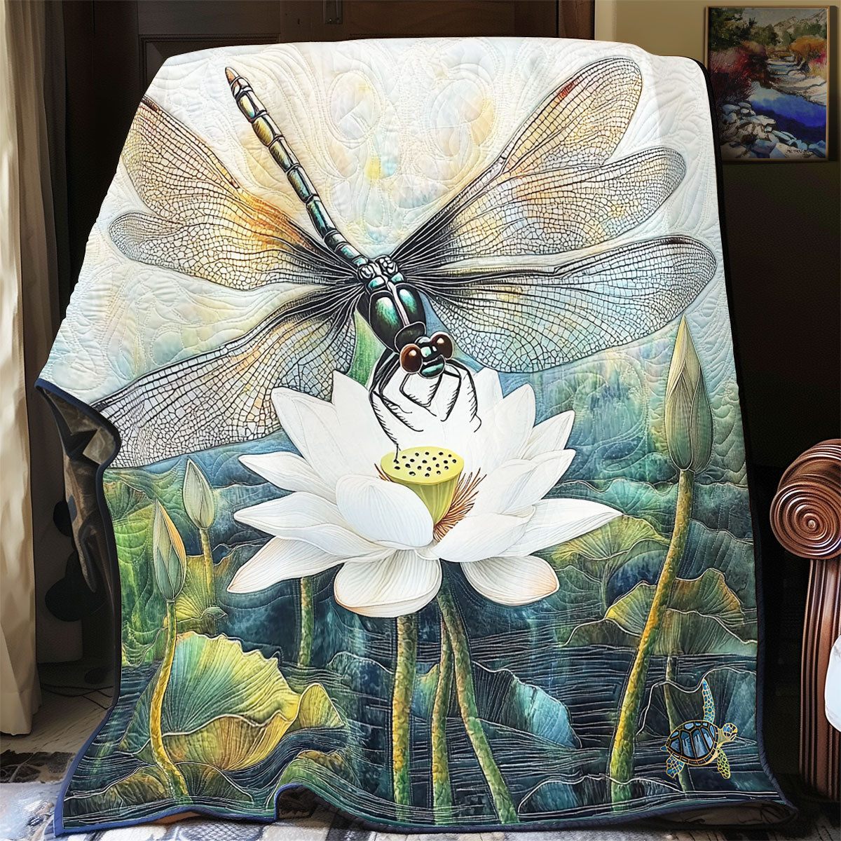 White Lotus And Dragonfly WY1911088CL Quilt