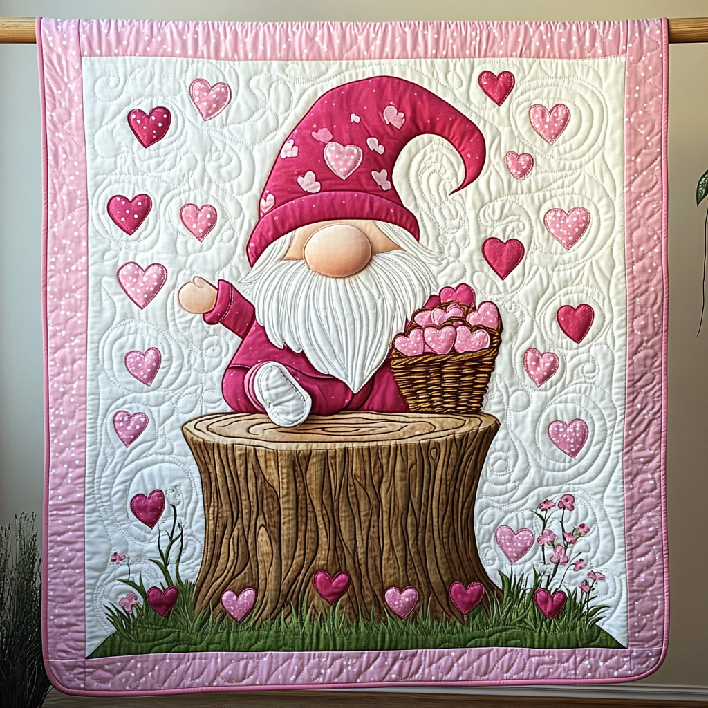 Lovely Heart Gnomes WG1001026CL Quilt