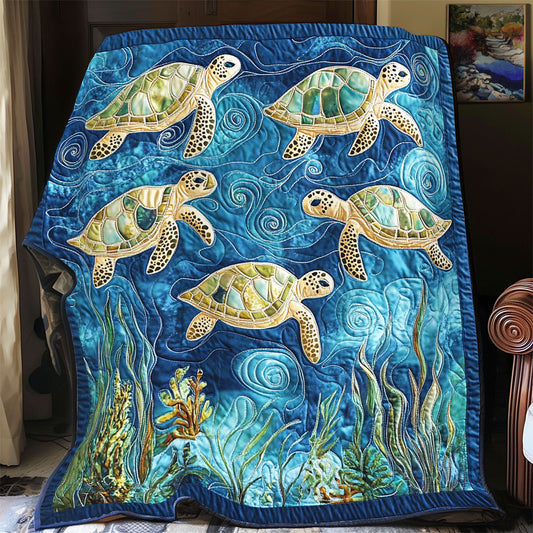 Turtle Family In Ocean WY0202077CL Quilt