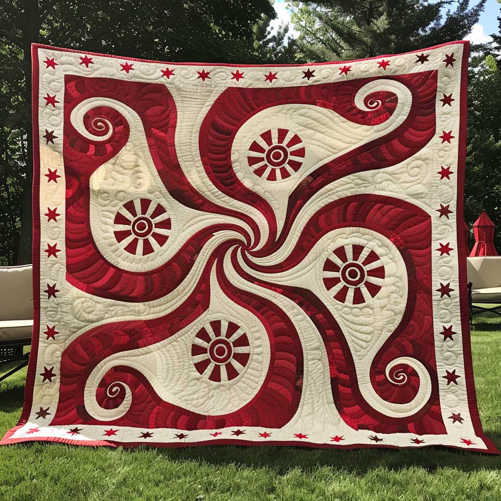 Swirly Red Star WJ2009023CL Quilt