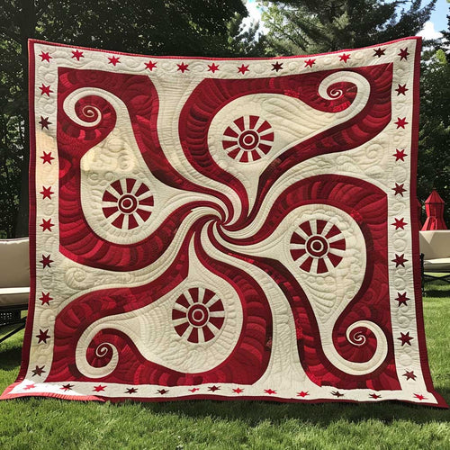 Swirly Red Star WJ2009023CL Quilt