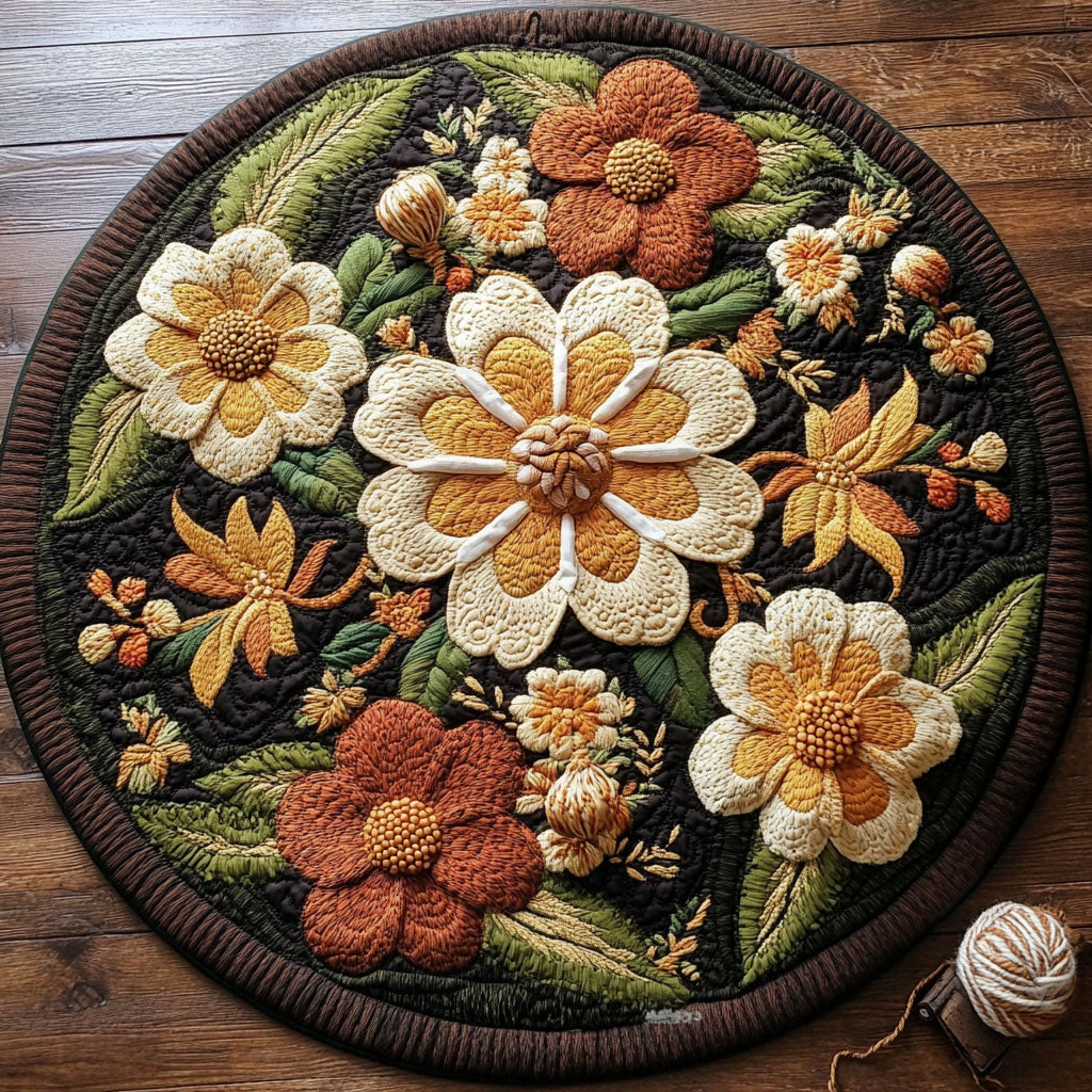 Vibrant Flower CP2004181CL Quilted Round Mat