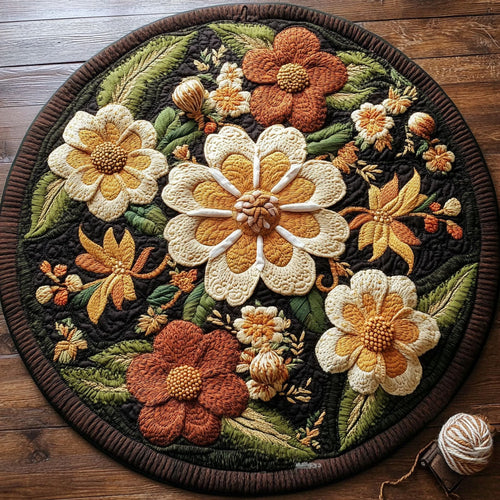 Vibrant Flower CP2004181CL Quilted Round Mat