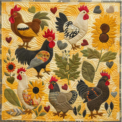 Elegant Sunflower Chickens XR2907019CL Quilt