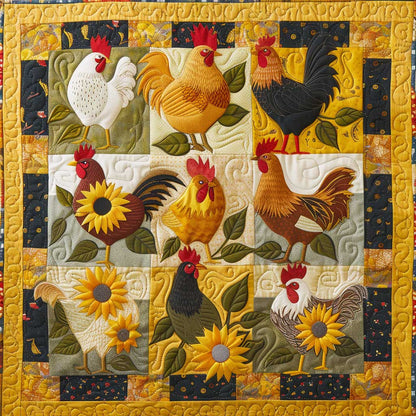 Exquisite Sunrise Chickens XR2907024CL Quilt