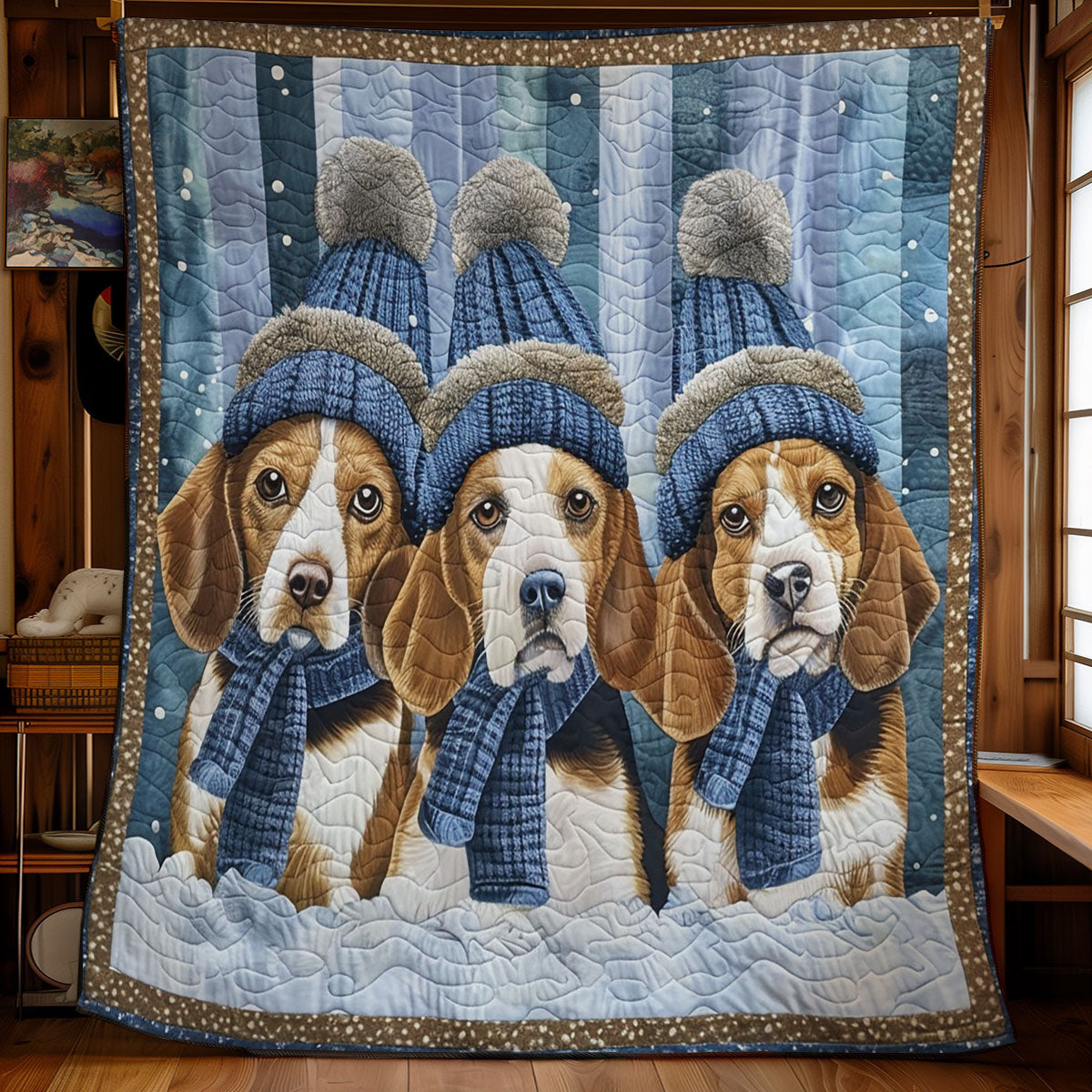Three Dachshund In Winter WY0202073CL Quilt
